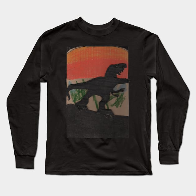 DINOSAUR - Oil Pastel Art Long Sleeve T-Shirt by Shano's Picks